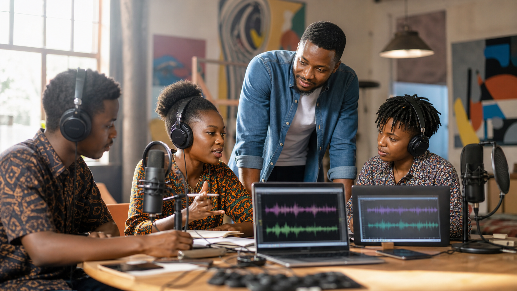 Students developing an AI tool for African languages